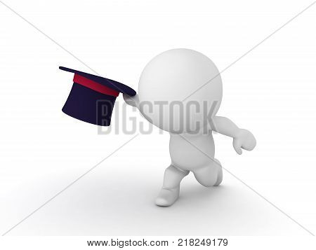 3D Character announcing X-MAS. Isolated on white.