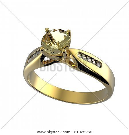 Ring diamond eristetty valkoisella taustalla