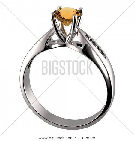 Ring diamond eristetty valkoisella taustalla