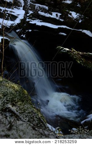 A view of a waterfall at the falls of Bruar