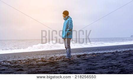 Asian Traveler Man Advanture Iceland, Dream Trip