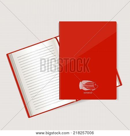 The form for a notebook the daily log with fish in ethnic style. Vector.