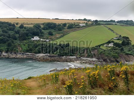 The view over Talland Bay on the coast of Cornwall