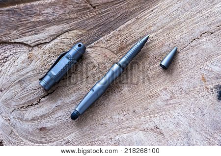 Metal ballpoint pen for self-defense. A tool for self-defense.