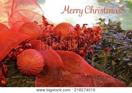 Merry Christmas card, Christmas decoration at Mandusevac fountain in Zagreb, Croatia