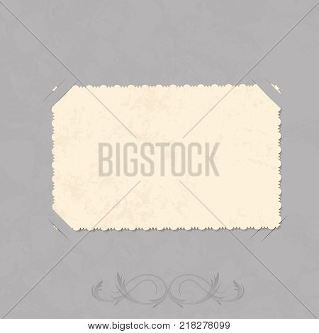 vector illustration in retro style. empty old photo with the ornament inserted in the grey corners of the scrapbook page