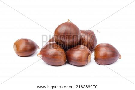 Fresh fruit chestnuts isolated on white background