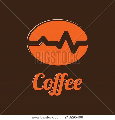Stylized Vector Coffee Bean with -Coffee- Inscription.