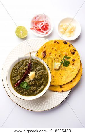 Sarson Ka Saag Makki Ki Roti popular north indian main course menu usually prepared in winter season