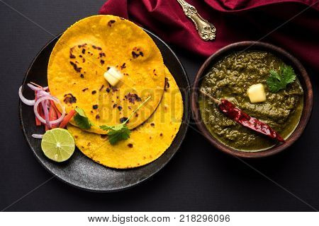 Sarson Ka Saag Makki Ki Roti popular north indian main course menu usually prepared in winter season