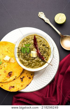 Sarson Ka Saag Makki Ki Roti popular north indian main course menu usually prepared in winter season