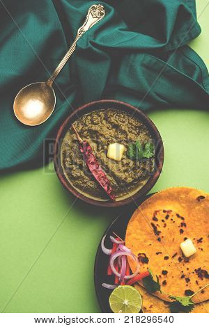 Sarson Ka Saag Makki Ki Roti popular north indian main course menu usually prepared in winter season