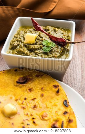 Sarson Ka Saag Makki Ki Roti popular north indian main course menu usually prepared in winter season
