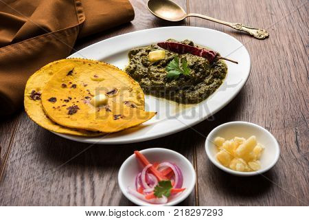 Sarson Ka Saag Makki Ki Roti popular north indian main course menu usually prepared in winter season