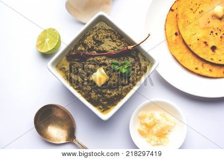 Sarson Ka Saag Makki Ki Roti popular north indian main course menu usually prepared in winter season