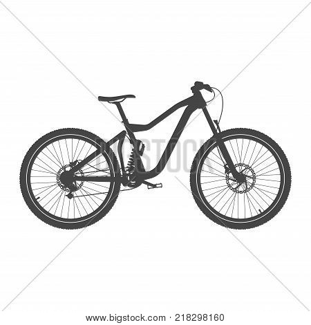 Downhill Bike Silhouette - Side View - Vector Illustration.