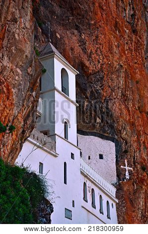 orthodox church monastary ostrog in montenegro. religion church