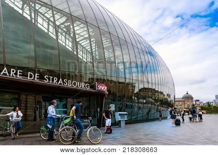 STRASBOURG, FRANCE - June 17, 2017 : Main train station in Strasbourg, France