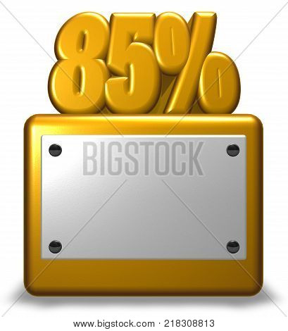 number eighty-five and percent symbol on socket - 3d rendering