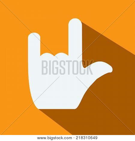 metal symbol hand icon inside square shape orange color