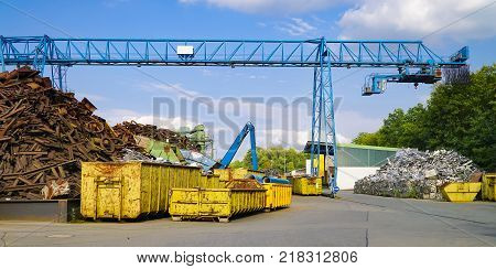 Scap metal yard in summer in Germany - Hessen