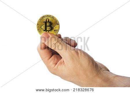 Bitcoin. Bitcoin With Hand