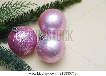 Pink Christmas Tree Glass Balls and and
