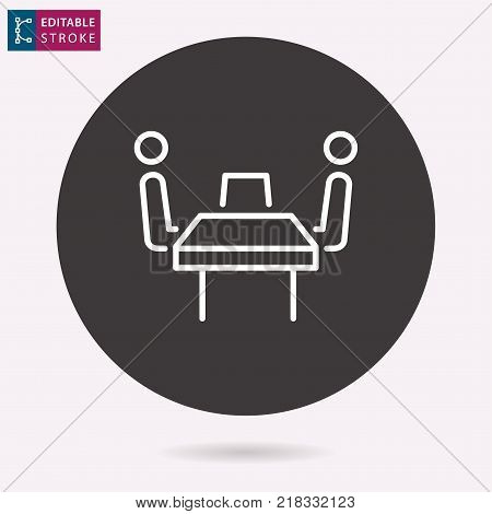 Conference table - outline icon. Editable stroke. Vector illustration