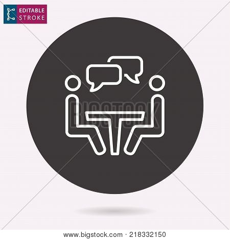 Conference table - outline icon. Editable stroke. Vector illustration