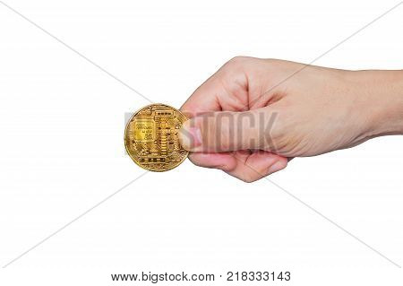 Bitcoin. Bitcoin With Hand