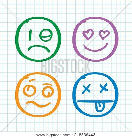 Modern outline style emoji icons collection. Premium quality symbols and sign web logo collection. Pack modern infographic logo and pictogram. Simple emoticons pictograms. vector illustration