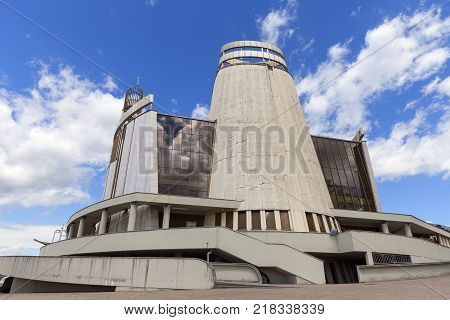 KRAKOW POLAND - JUNE 30 2017: Divine Mercy Sanctuary in Lagiewniki. It is a sacral complex associated with the life and activity of Saint Faustyna Kowalska.