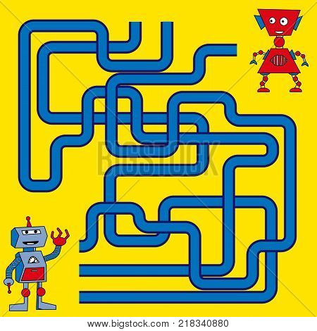 Cartoon Illustration of Paths or Maze Puzzle Activity Game. Funny maze for children