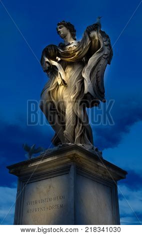 Sculpture by Palolo Naldini on a bridge in Rome