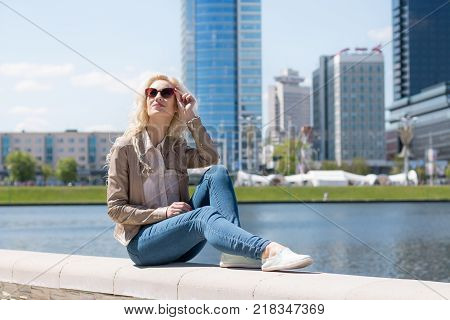 City Portrait of a Girl in Sunglasses