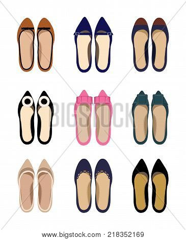 Set of women's summer shoes. Vector illustration.