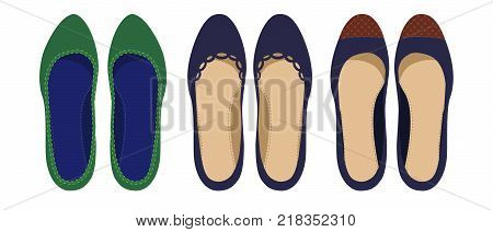 Set of women's summer shoes. Vector illustration.
