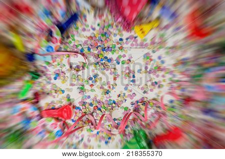 Colorful Party Accessories On Wooden Background, Top Niew, Copy Space