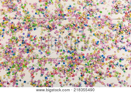 Colorful Party Accessories On Wooden Background, Top Niew, Copy Space