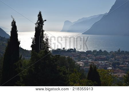 Garda lake view on the heights of Riva