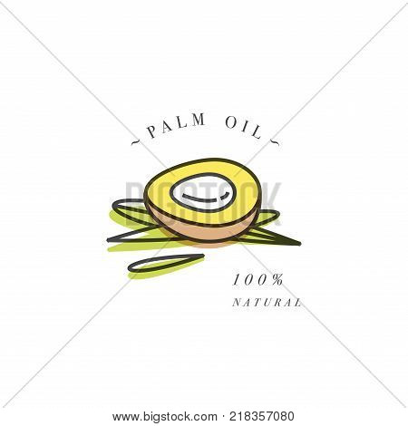 Vector design element and icon in linear style - palm oil - healthy vegan food. Organic butter ingredient. Logo sign