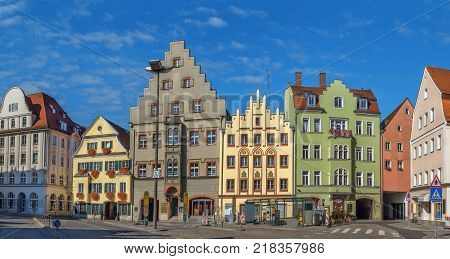 Historic houses on Arnulf Square in Regensburg Germany