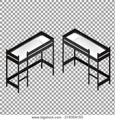 Isometric vector model of loft bed on transparent background. Isometric furniture. -stock vector