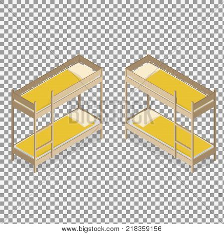 Isometric vector model of loft bed on transparent background. Isometric furniture. -stock vector