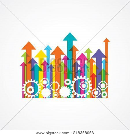 gear or cog wheel with colorful arrows stock vector