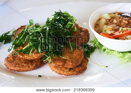 Thod Mun Pla or Deep-fried Fish Cake.