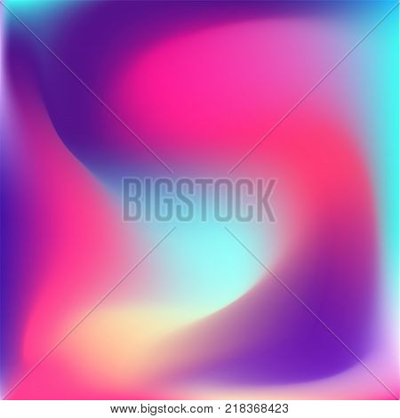 Colorful vibrand bright gradient background.Pink, purple, blue and yellow volume liquid shapes.