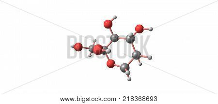 Beta-d-fructopyranose Molecular Structure Isolated On White