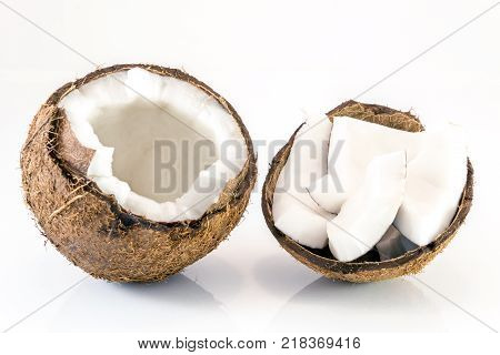 Coconut Slice Isolated On The White Background.