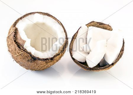 Coconut Slice Isolated On The White Background.